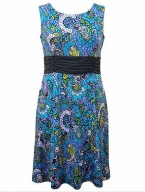 SERENGETI | Sleeveless Fit & Flare Artsy Dark Fairy Mosaic Midi Dress | XL